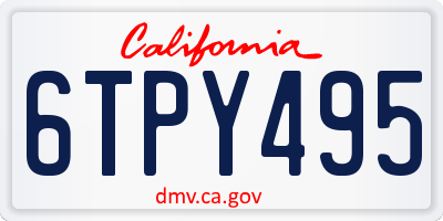 CA license plate 6TPY495