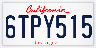 CA license plate 6TPY515