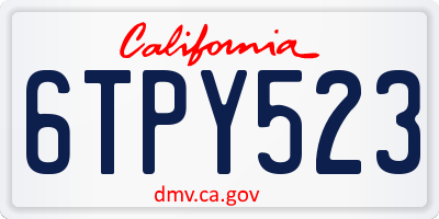 CA license plate 6TPY523