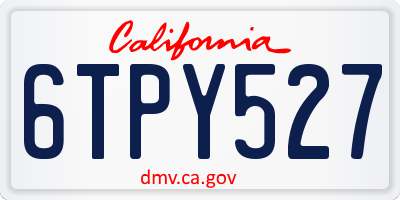 CA license plate 6TPY527