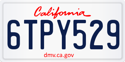 CA license plate 6TPY529