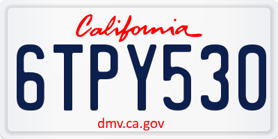 CA license plate 6TPY530