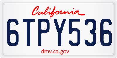 CA license plate 6TPY536