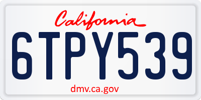 CA license plate 6TPY539