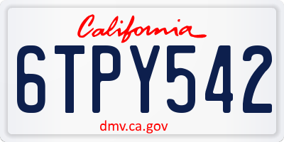CA license plate 6TPY542