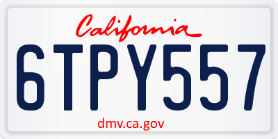CA license plate 6TPY557
