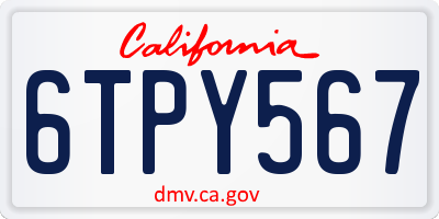 CA license plate 6TPY567