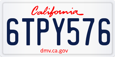 CA license plate 6TPY576