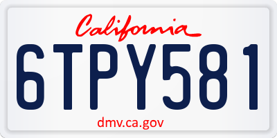CA license plate 6TPY581