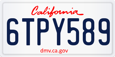 CA license plate 6TPY589