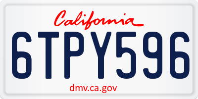 CA license plate 6TPY596