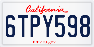 CA license plate 6TPY598