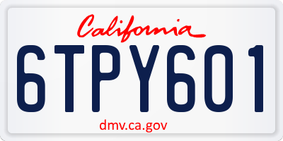 CA license plate 6TPY601