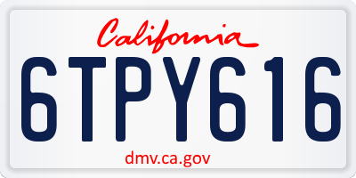 CA license plate 6TPY616