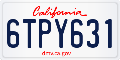 CA license plate 6TPY631