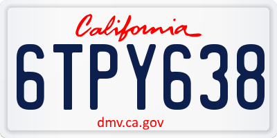 CA license plate 6TPY638