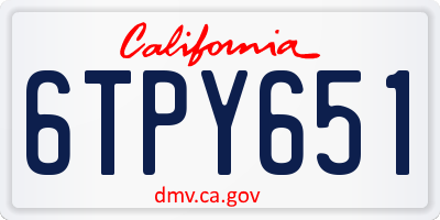 CA license plate 6TPY651