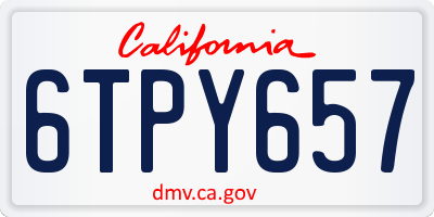 CA license plate 6TPY657