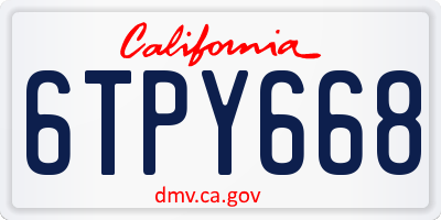 CA license plate 6TPY668