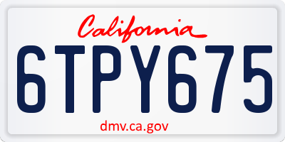 CA license plate 6TPY675
