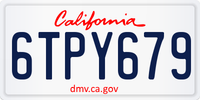 CA license plate 6TPY679