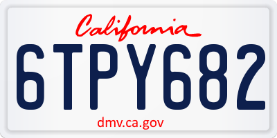 CA license plate 6TPY682