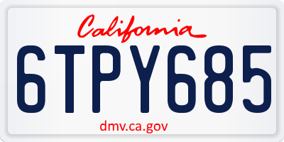 CA license plate 6TPY685
