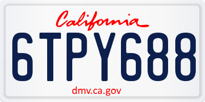 CA license plate 6TPY688