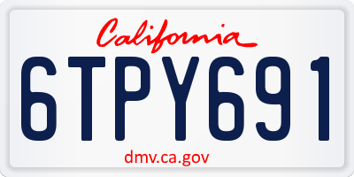 CA license plate 6TPY691