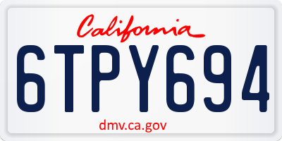 CA license plate 6TPY694