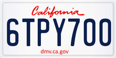 CA license plate 6TPY700