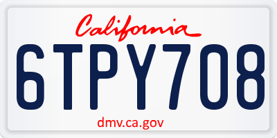 CA license plate 6TPY708