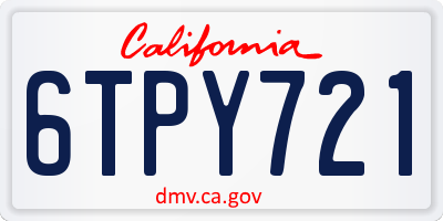 CA license plate 6TPY721