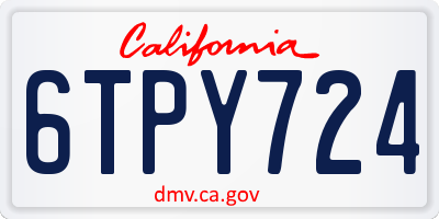 CA license plate 6TPY724