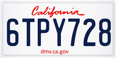 CA license plate 6TPY728
