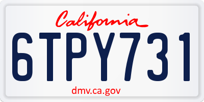 CA license plate 6TPY731