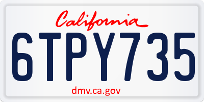 CA license plate 6TPY735