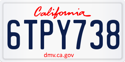 CA license plate 6TPY738