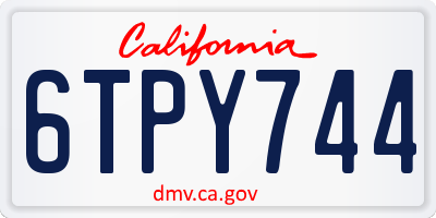 CA license plate 6TPY744