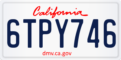 CA license plate 6TPY746