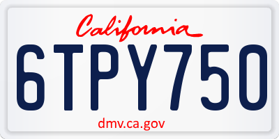 CA license plate 6TPY750