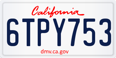 CA license plate 6TPY753