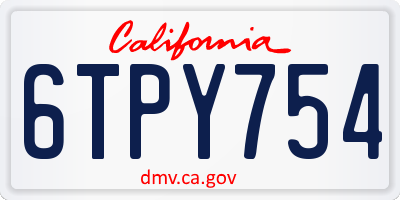 CA license plate 6TPY754