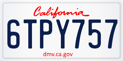 CA license plate 6TPY757