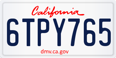 CA license plate 6TPY765