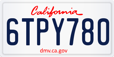 CA license plate 6TPY780