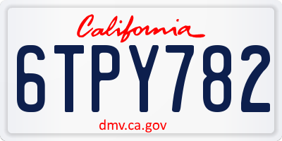 CA license plate 6TPY782