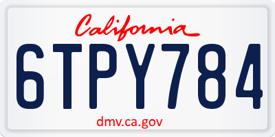 CA license plate 6TPY784