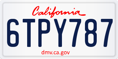 CA license plate 6TPY787