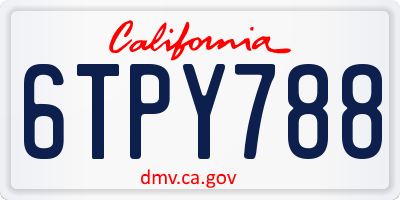 CA license plate 6TPY788